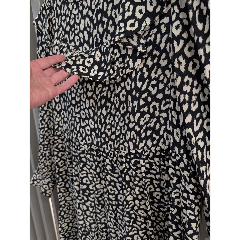 Zara Leopard Print Loose Tiered Babydoll Indie Sleeze Mini Dress M - Picture 5 of 16